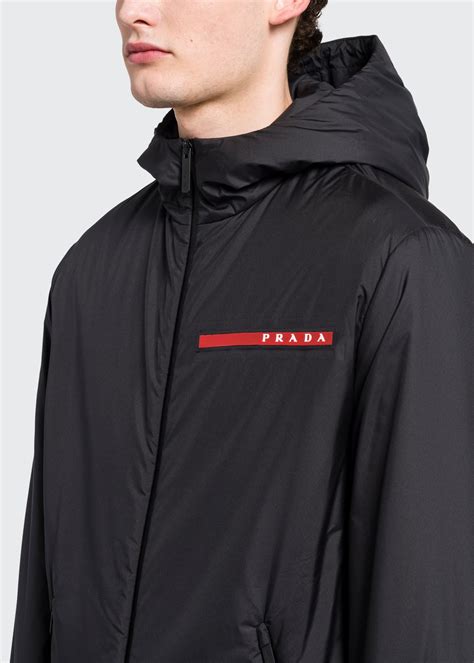 prada parka mens red|Prada men's raincoat.